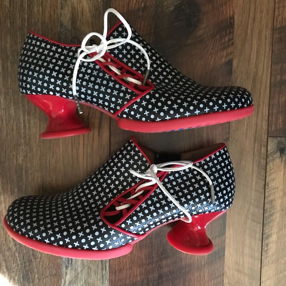 John Fluevog Black and Red Heels